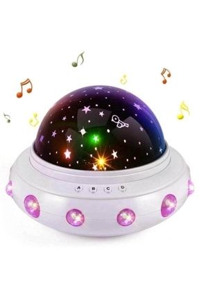 Müzikli Ufo Uzay Temalı Renkli Ve Dönen Star Master Projeksiyon Gece Lambası(pembe) PRA-5649394-1701