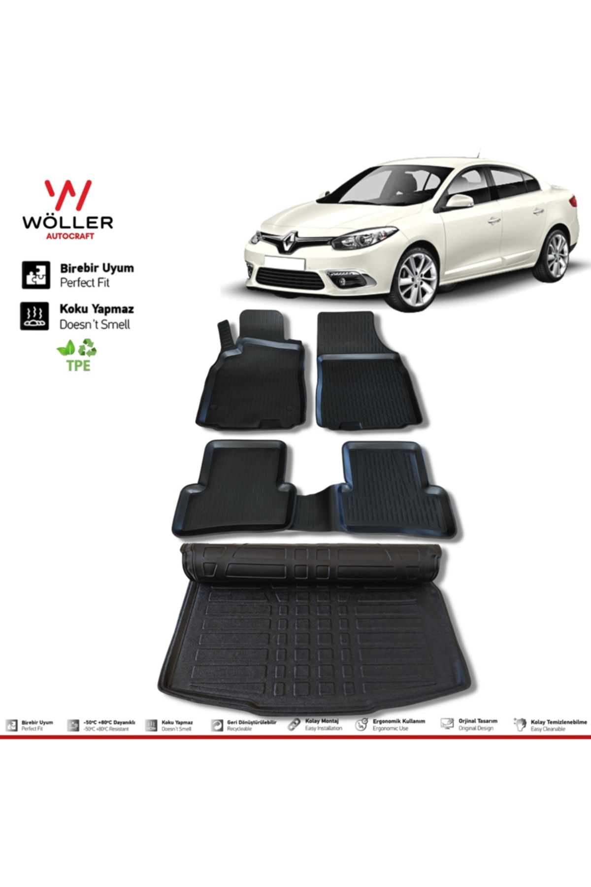 Багажный коврик Wöller Renault Fluence Mat после 2009 года с 3D-бассейном wöllersetultra074