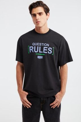 Rules Oversize Siyah T-shirt RULES16082021