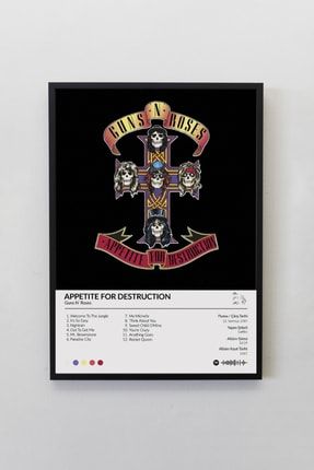 Guns N' Roses Appetite For Destruction Siyah Çerçeveli Spotify Barkodlu Albüm Tablo GNRAFD00001