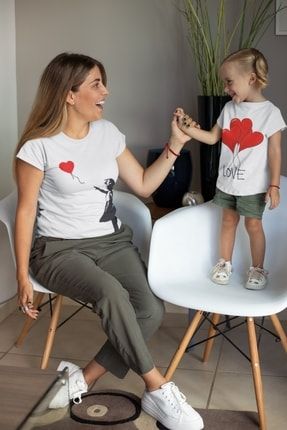 Anne & Kız Baskılı Kombin Tişörtler 2020TSAK001