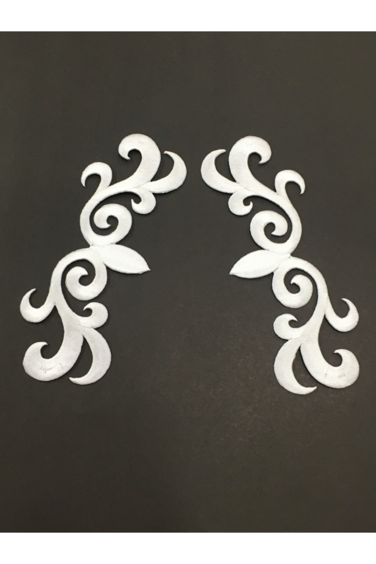Iron-on Embroidery Applique 2 Pack White