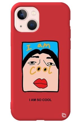 Iphone 13 Kırmızı Renkli Premium Içi Kadifeli Cool Desenli Silikon Telefon Kılıfı cool_195