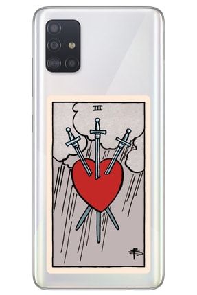 Samsung A51 Tarot Kalp Desenli Desenli Şeffaf Silikon Telefon Kılıfı tarotheart_179