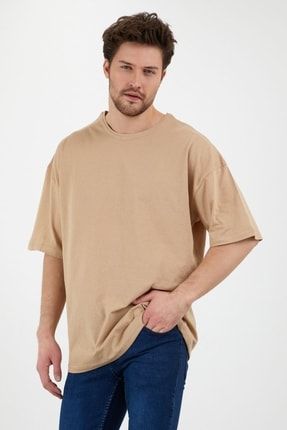 Bej Unisex Bol Kesim Oversize Tshirt tshirt0003