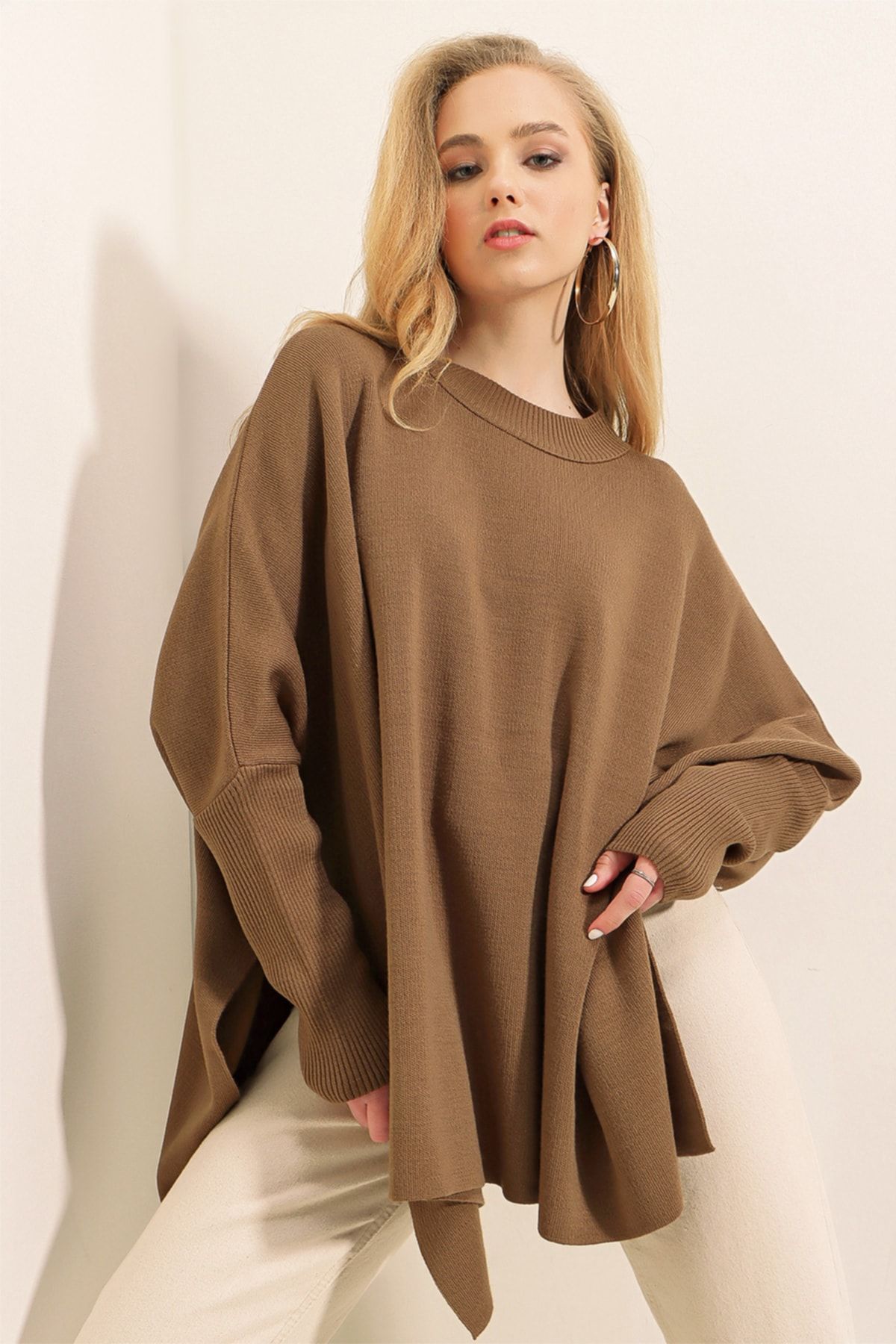 Tan on sale poncho sweater