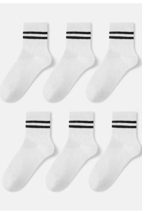 6”çift Beyaz Çizgili Kolej Çorap Seti 65728133