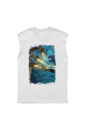 Godzilla Kesikkol Tişört Unisex Kolsuz T-shirt KBXF311