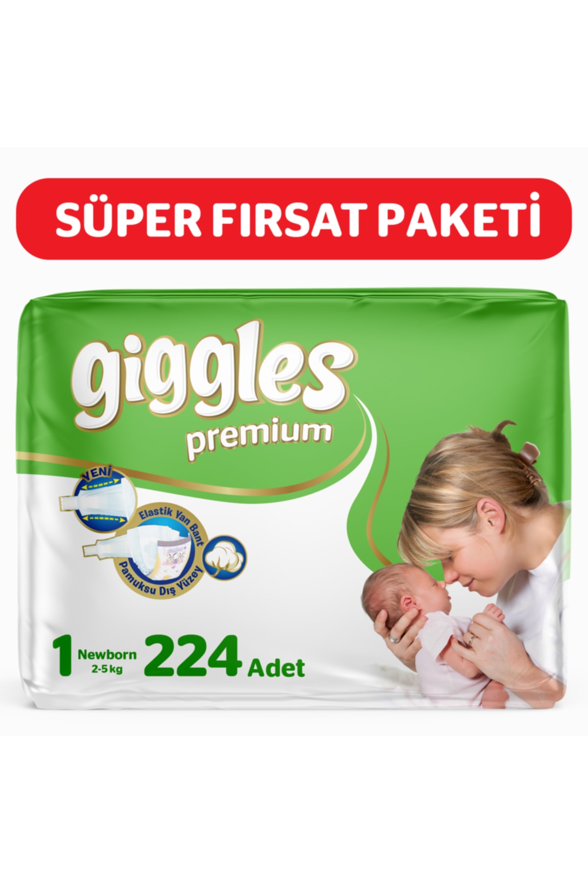 giggles Premium 1 Numara Yenidoğan 4 Paket 224 Adet