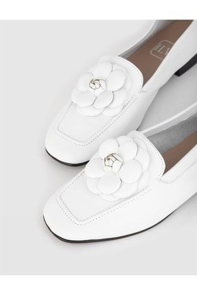 Katja Hakiki Deri Kadın Beyaz Loafer Ayakkabı Katja-8656.1162