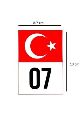 Türkiye Bayraklı 07 Antalya Plaka Kodu Ön Cam Sticker