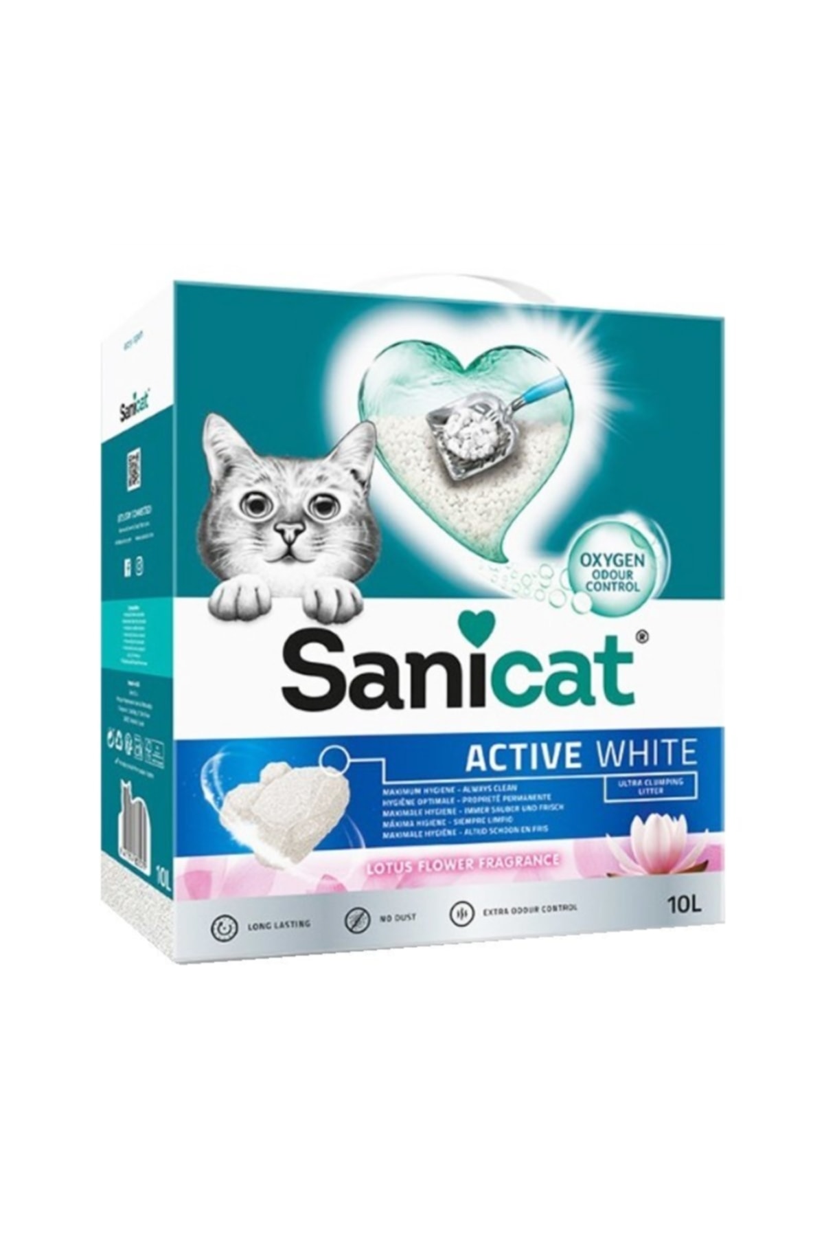 Sanicat Active White Süper Topaklanan Kedi Kumu Lotus Çiçeği Kokulu 10 Lt