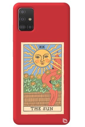Samsung A51 Kırmızı Premium Içi Kadife Tarot Sun Desenli Silikon Telefon Kılıfı tarotthesun2_179