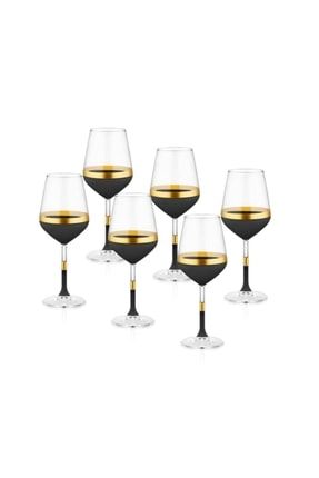 Siyah & Gold Glow Şarap Kadehi 6'lı Set GLW0001