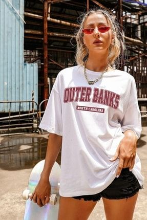 Outer Banks Baskılı Oversize Tshirt out002