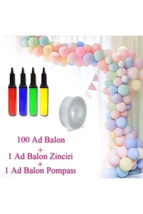 100 Makaron Pastel Balon + Balon Zinciri Ve Pompa Seti Soft Balon Uyr3407 uyr3407
