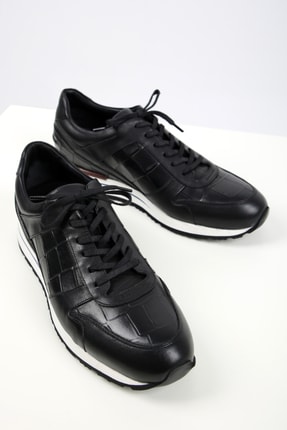 GERARDO AYAKKABI Erkek Siyah Hakiki Deri Spor Ayakkabı