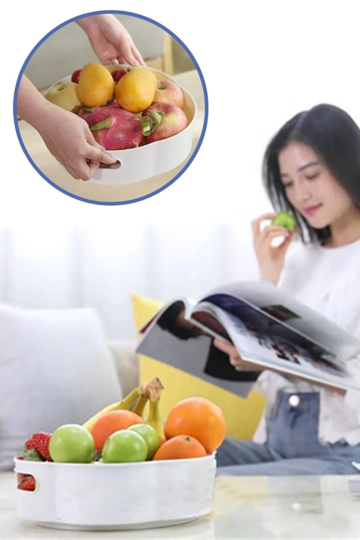 Buffer-® 4 Pieces 360 Degree Rotatable Round Tray Formed Presentation and Service Organizer Table 6