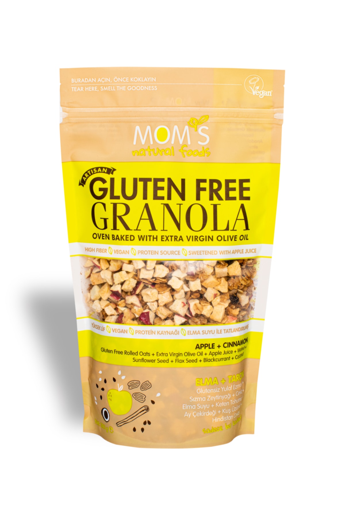 Mom's Natural Foods Glutensiz Elmalı Granola 300 gr