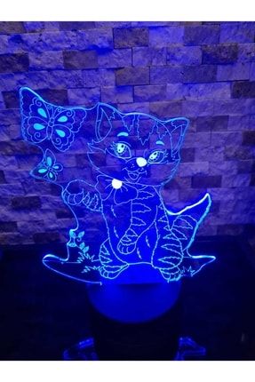Kedi 3d Led Işıklı Gece Lambası TOKB