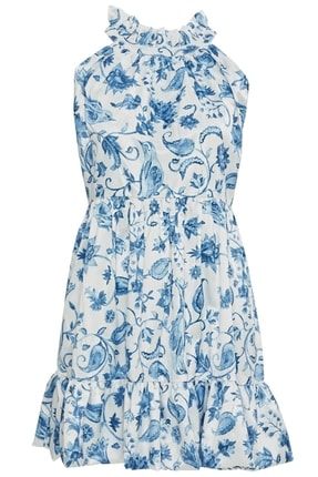 Blue Blanc Mavi Baskılı Elbise 4102