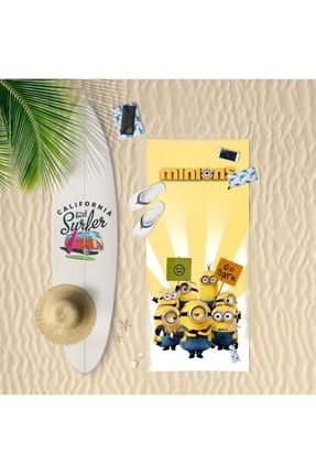 Çocuk Sevimli Minik Muzlar Minions Tema Sarı Renk Baskı Desen Plaj & Banyo Havlusu lolbeachtowels