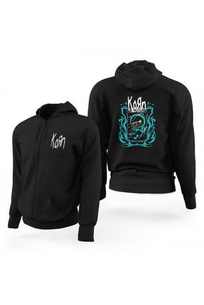 Korn Blue Monster Limited Edition Siyah Fermuarlı Kapşonlu Sweatshirt LE0085