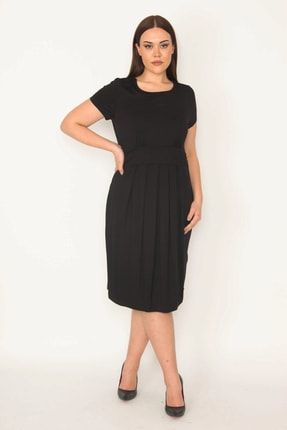 Kadın Siyah Bel Detaylı Viskon Elbise 85N6728