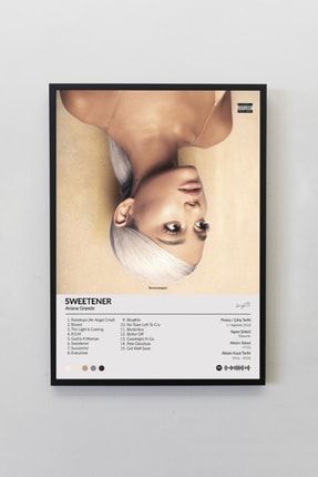 Ariana Grande Sweetener Albümü Siyah Çerçeveli Spotify Barkodlu Albüm Poster Tablo AGSWT00001