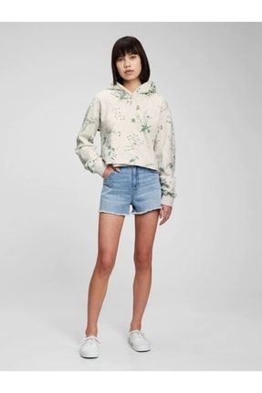 Genç Kız Gri Crop Kapüşonlu Sweatshirt 777879