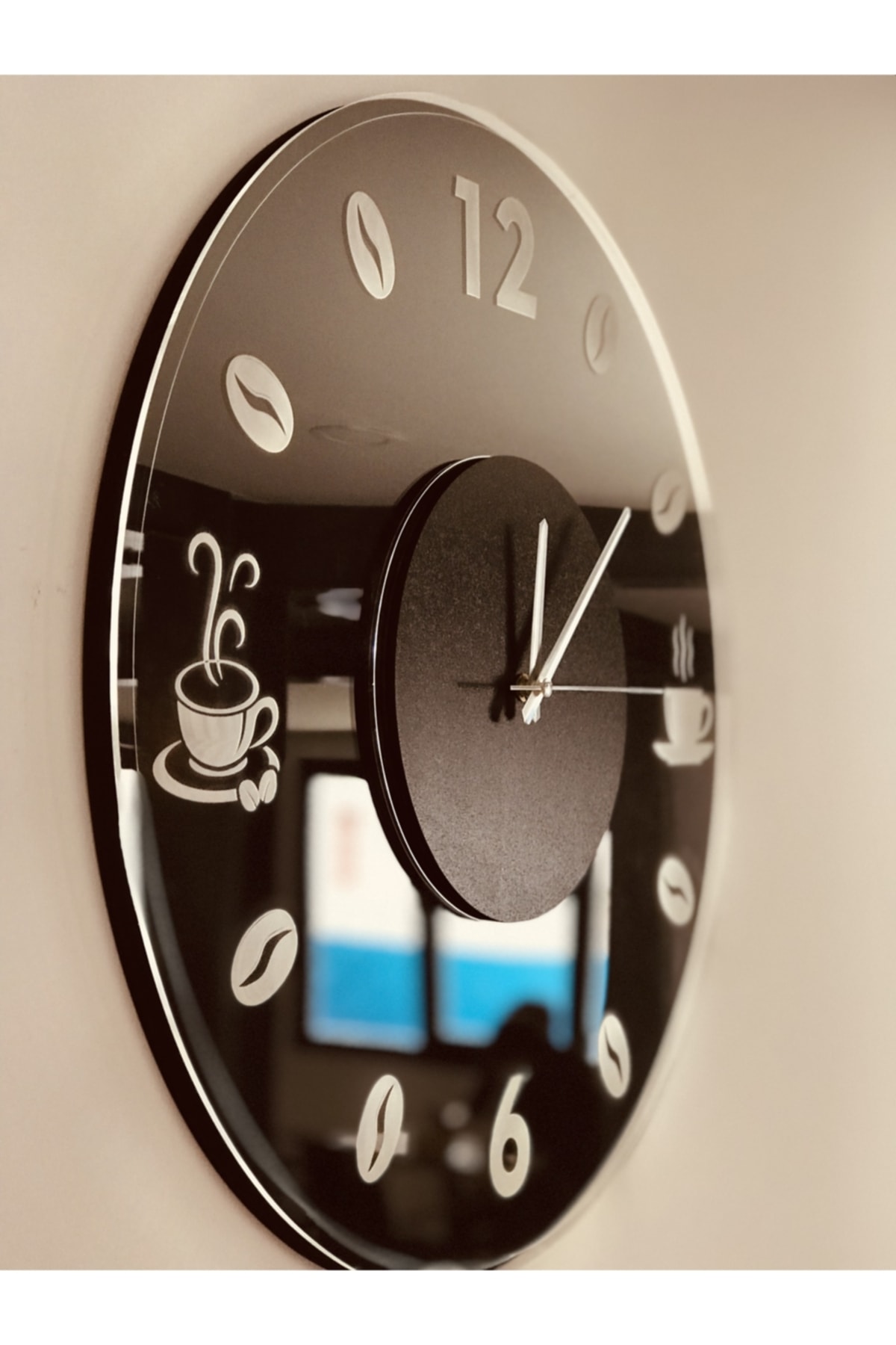 Coffee Çekirdekli Dekoratif Ledli Duvar Saati