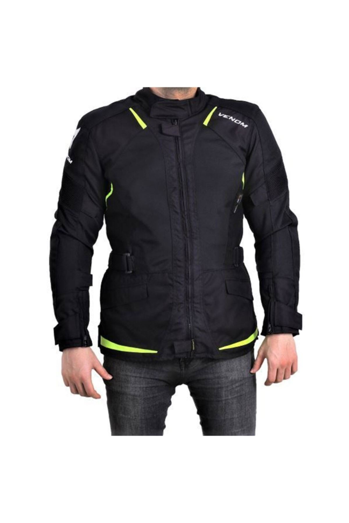 VENOM City Cordura Long Erkek Motosiklet Montu (siyah-neon Yeşil)