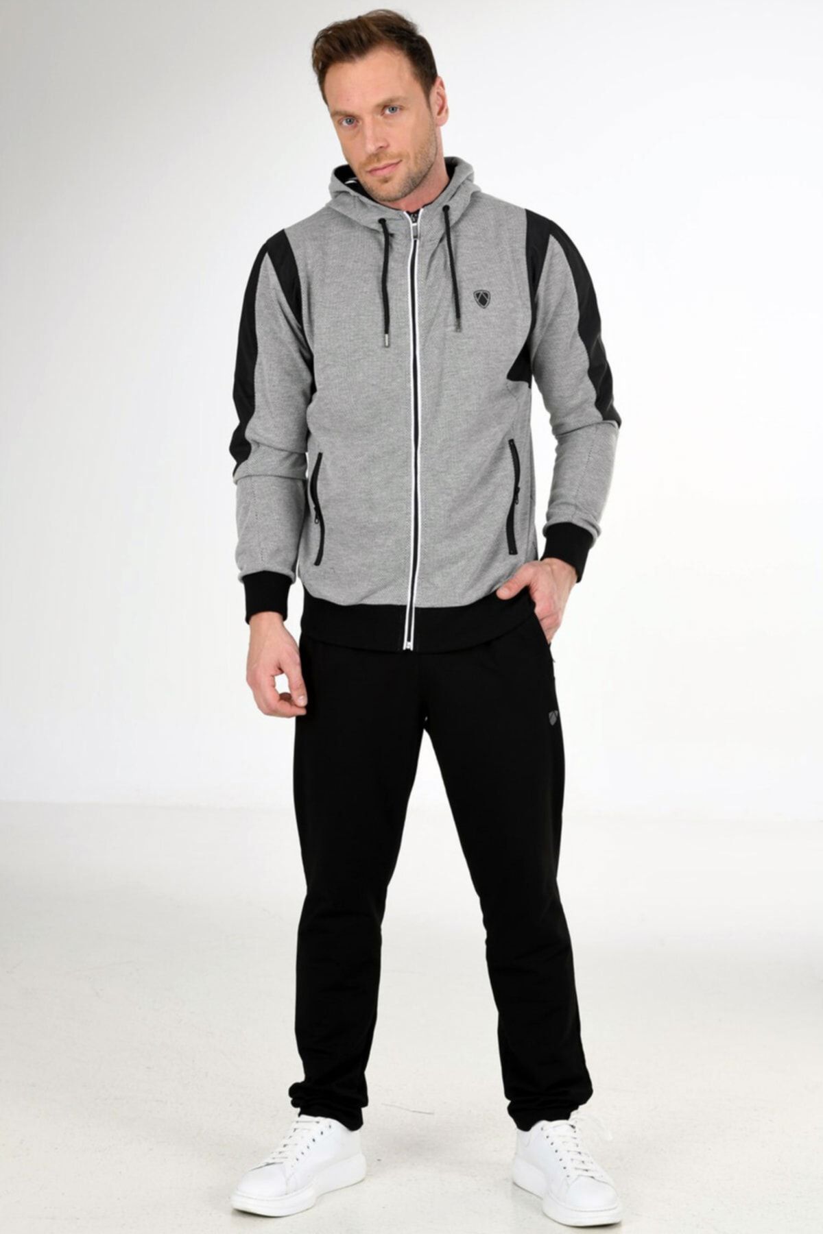 Marco Ferry Gray Melange Men s Pocketed Straight Leg Front Zipper