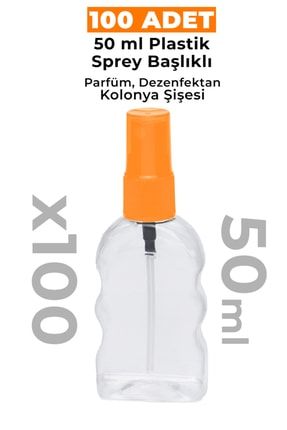 100 Adet Plastik 50 Ml Boş Sprey Kolonya Dezenfektan Şişesi ST86810011