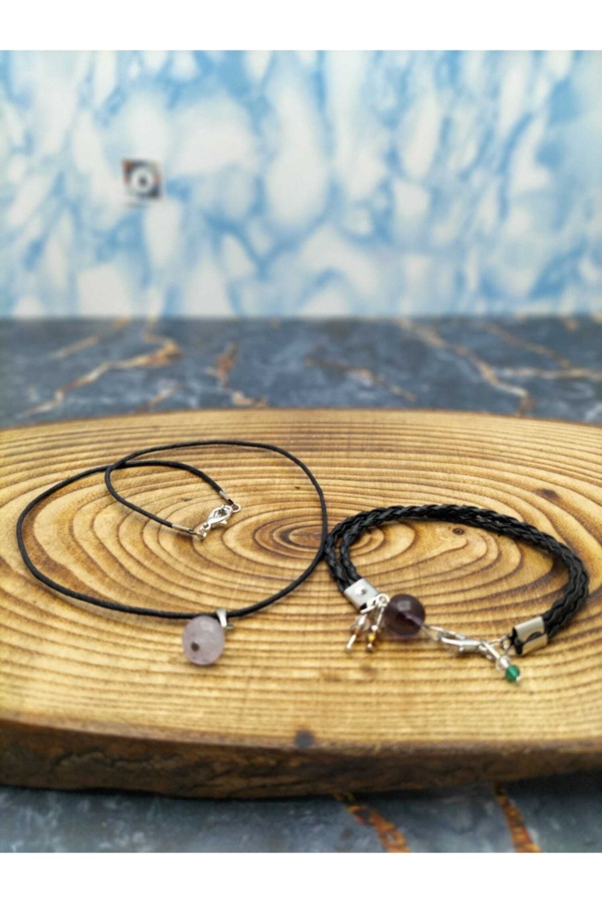By Damla Collection-Natural Stone Scorpio Bracelet+necklace Gift- Amethyst Stone-unisex 4