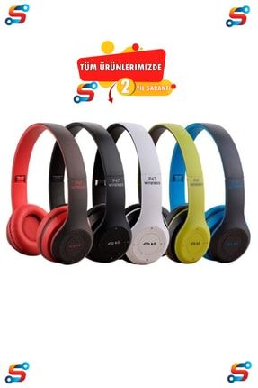 P47 Wireless Mikrofonlu Kulak Üstü Kulaklık - Spor Koşu Kulaklığı 5.0+edr Kablosuz Kulaklık Teknopark011 p47