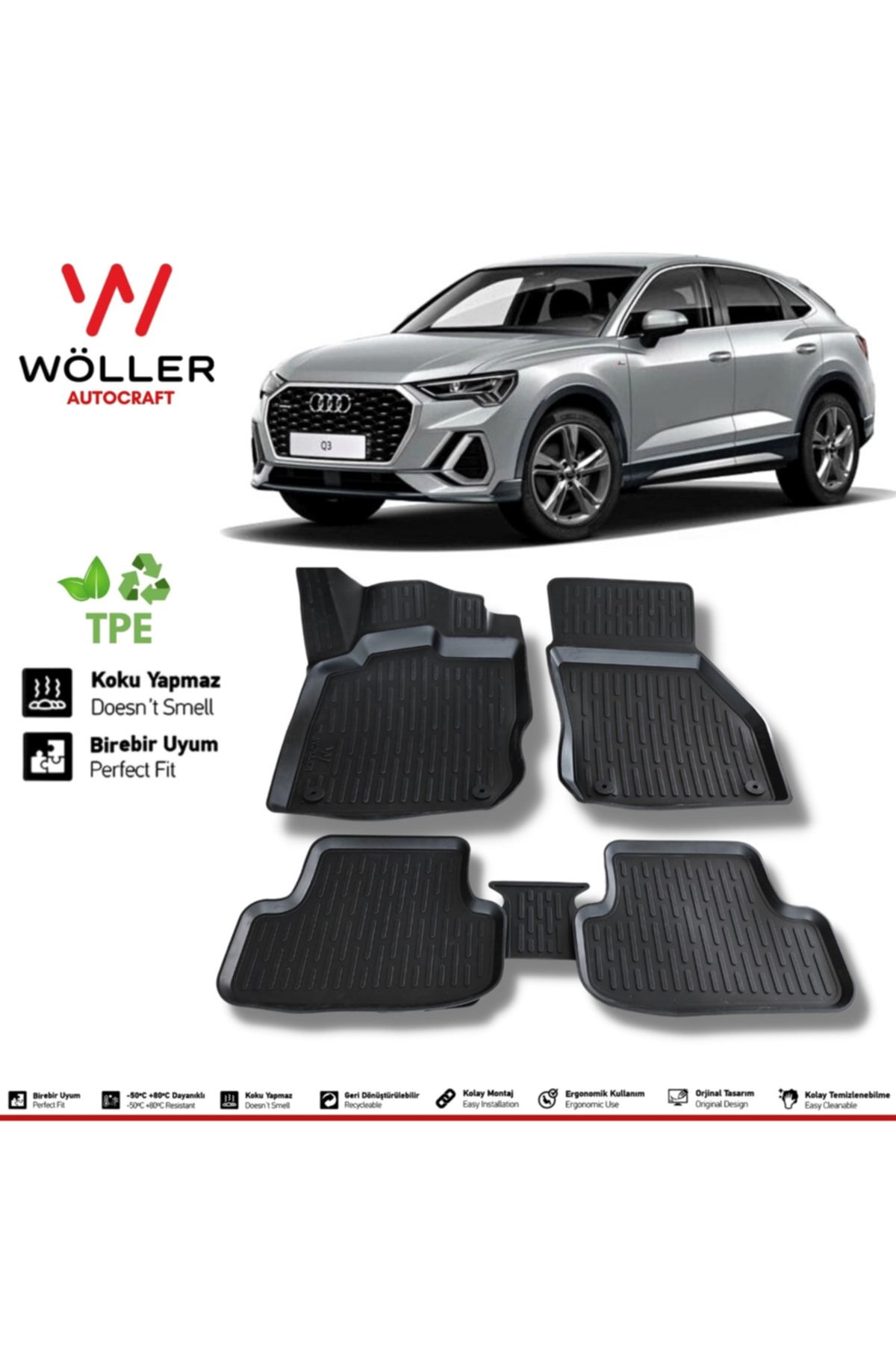 Напольный коврик Wöller Audi Q3 после 2021 года 3D коврик для бассейна wöller3dpaspas166