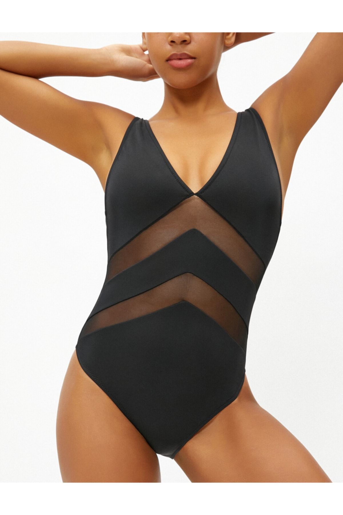 Koton Swimsuit - Black - Herringbone - Trendyol
