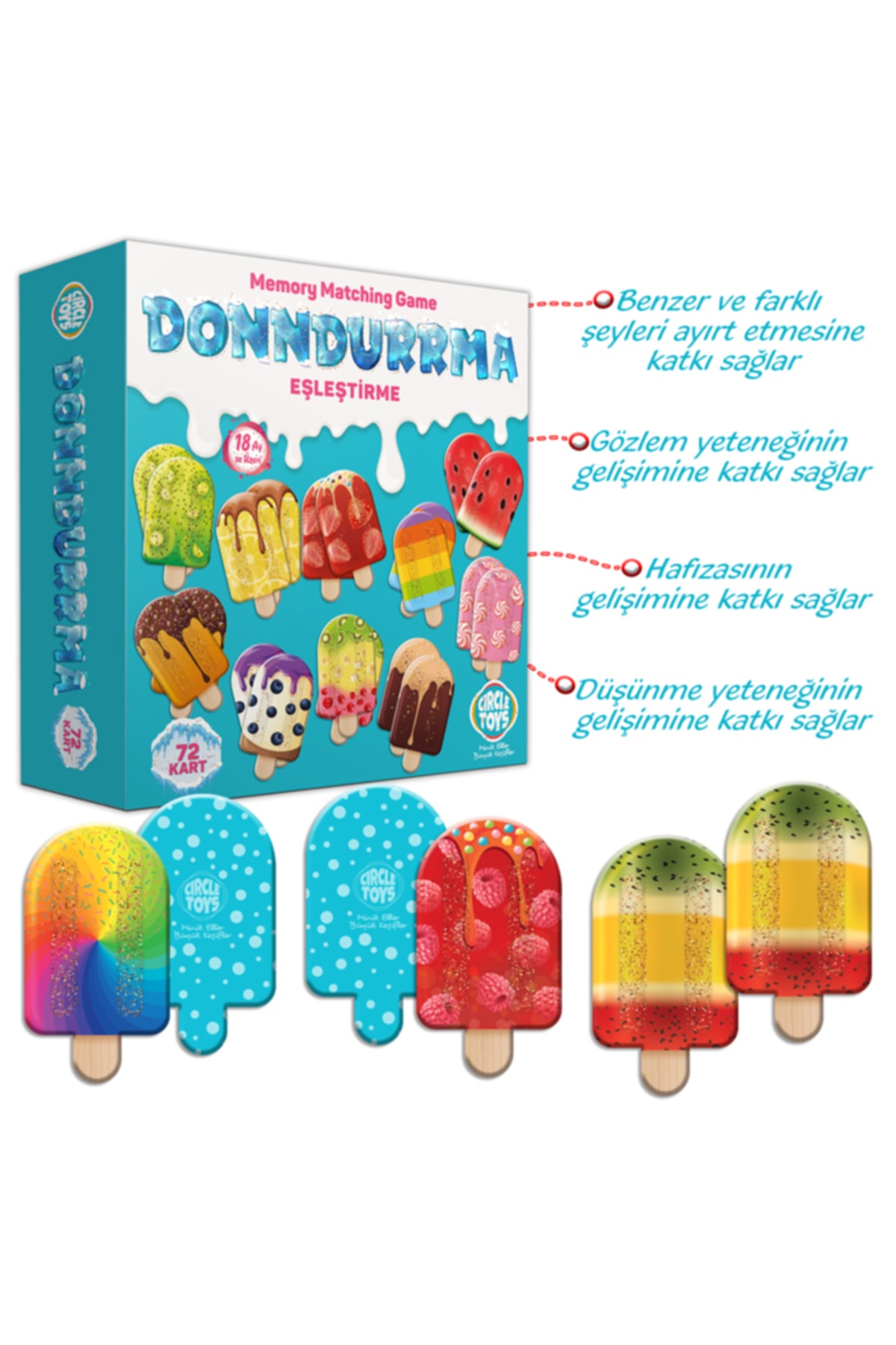 Fillikutum Donndurrma Dondurma Eşleme Oyunu 72 Kart Circle Toys fotoğrafı 2 (önizleme)