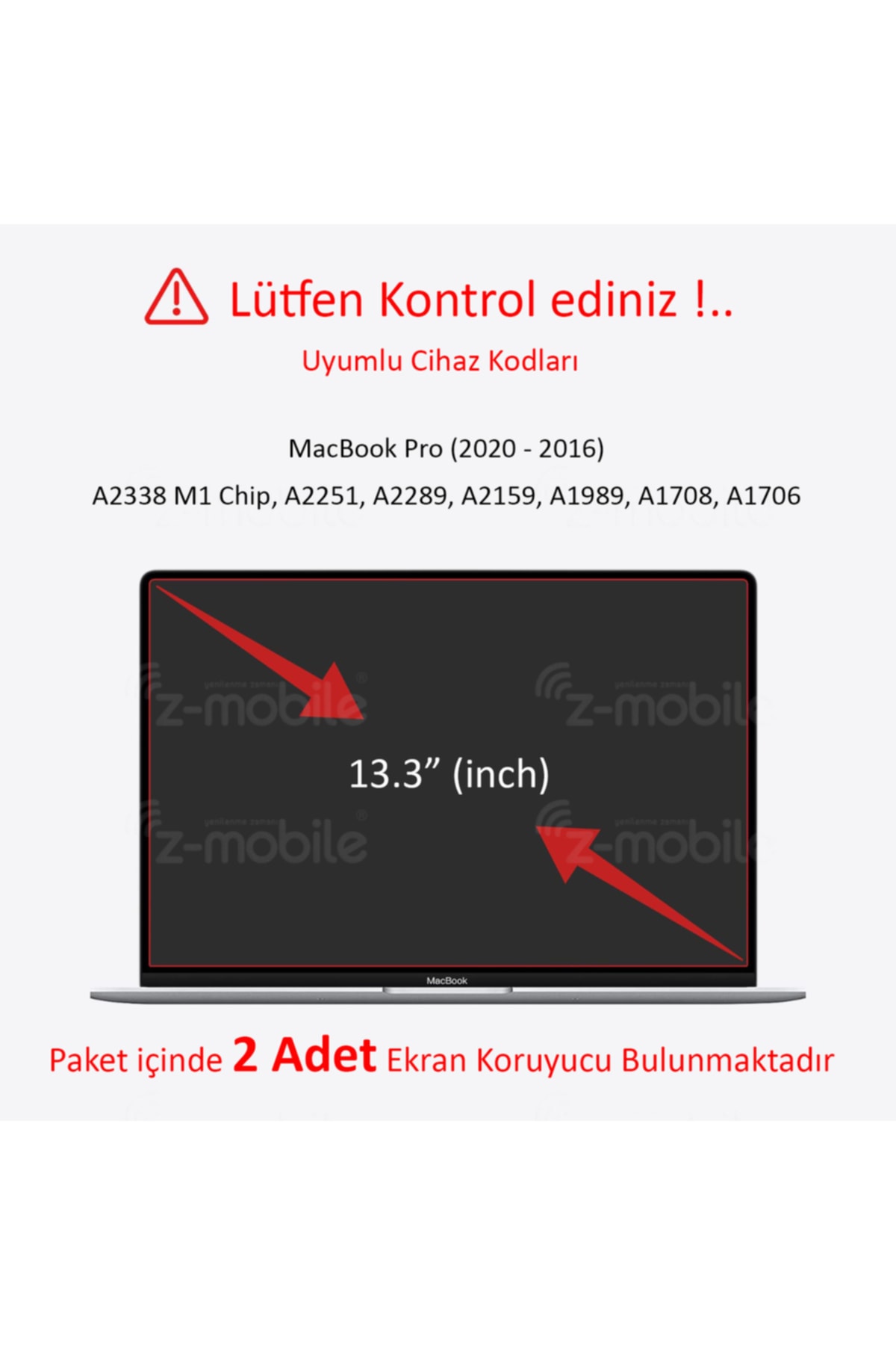 Macbook Pro 13.3' Ekran Koruyucu Nano Esnek Kırılmaz Koruyucu A2338 A2251 A2289 Uyumlu 2 Adet 3