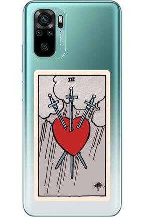 Xiaomi Redmi Note 10s Tarot Kalp Desenli Desenli Şeffaf Silikon Kılıfı tarotheart_189