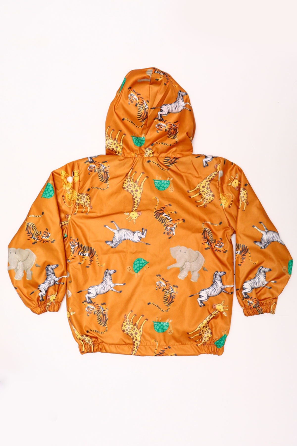 Mika Bebek & Çocuk Safari Desenli Turuncu Kapüşonlu Erkek Çocuk Yağmurluk fotoğrafı 4 (önizleme)