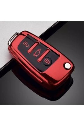 Audi A3 8p Anahtar Kılıfı Lüx Parlak Kırmızı Renkli audiparlak48