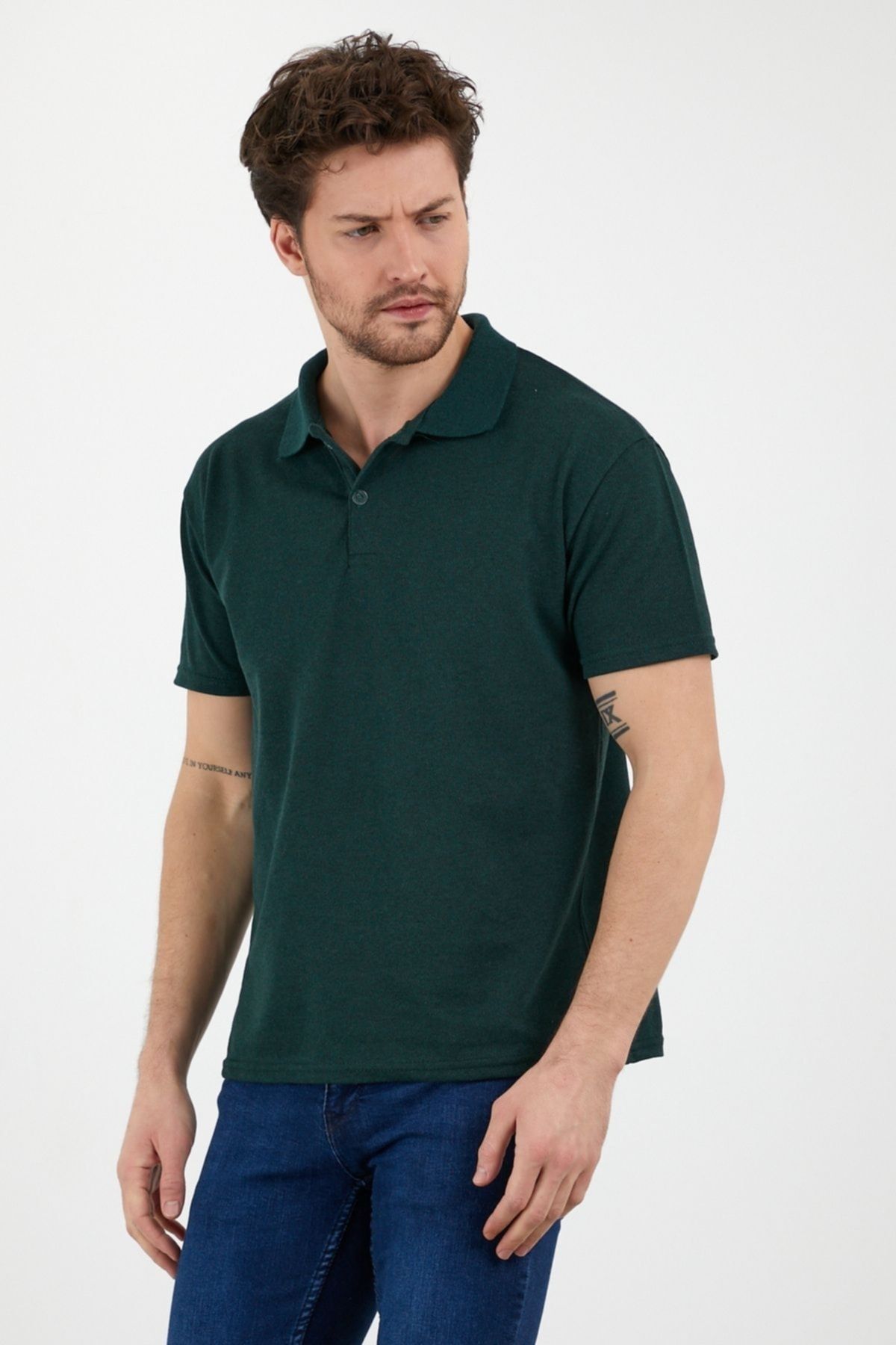 Yeşil Dar/slim Fitt Polo Yaka Tshirt