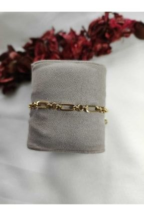 Gold Renk Elips Ve Yuvarlak Motifli Zincir Bileklik BLK05