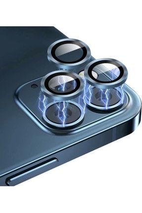 Iphone 12 Pro Max Uyumlu Alüminyum Alaşım 3d Kamera Lens Koruyucu, Lacivert 3'lü Set TYC00381677881