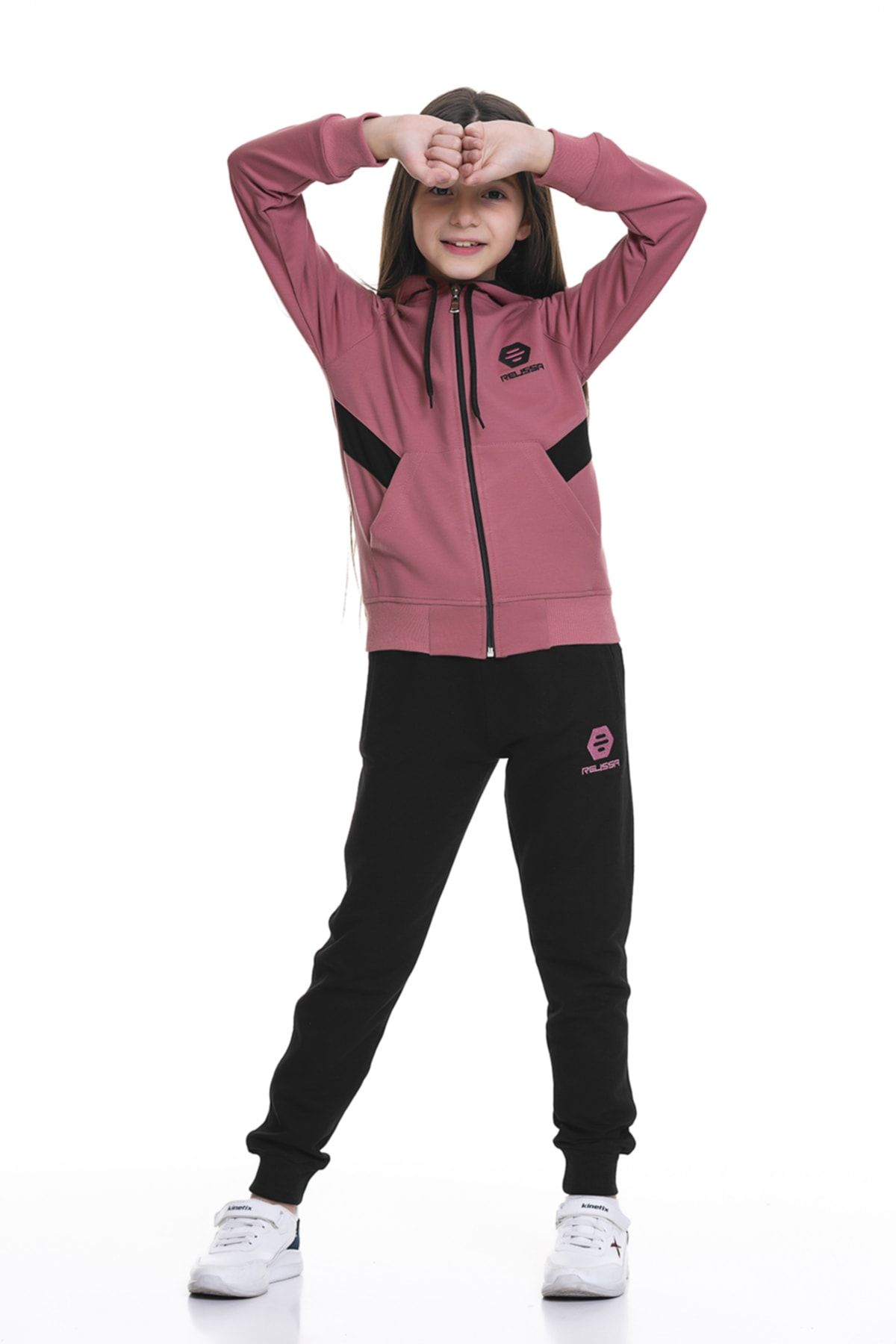 REL SSA Zippered Lycra Dusty Rose Daily Girl s Tracksuit Set