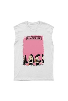 Black Pink Kesikkol Tişört Unisex Kolsuz T-shirt KBXK144