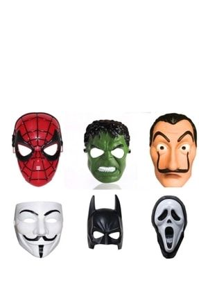 6 Adet Maske Örümcek Adam Hulk Salvador Vandetta Batman Ve Çığlık Maskesi 6 maske set 1