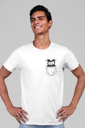 Cepte Şaşkın Kuş Beyaz Kısa Kollu Erkek T-shirt 1M1BM423AB